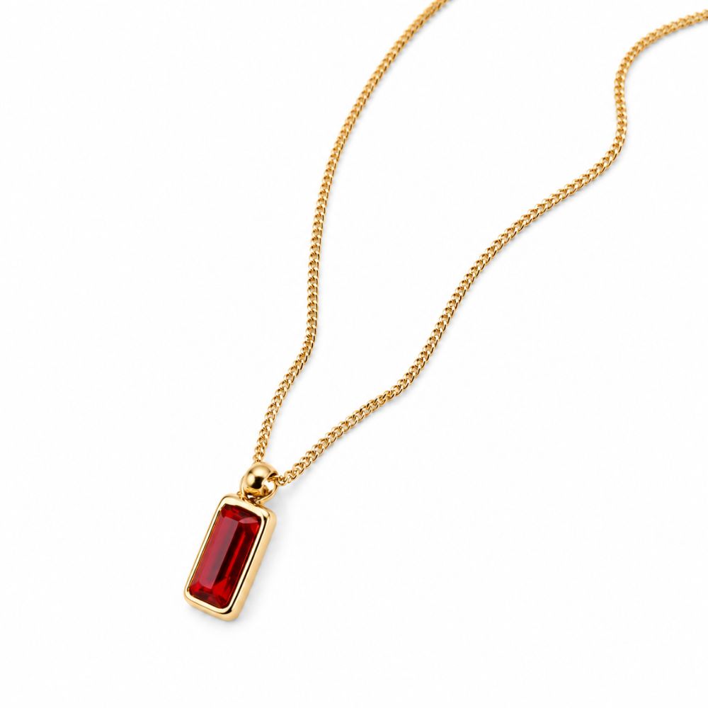 Ruby Crystal Pendant Necklace