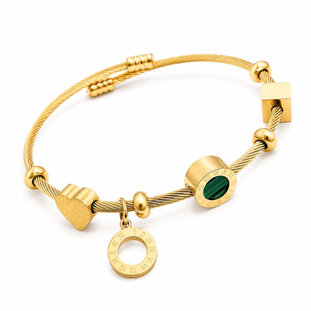 Lila Malachite Charm Bangle