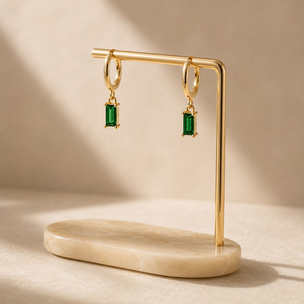 Cleo Emerald Hoop Earrings