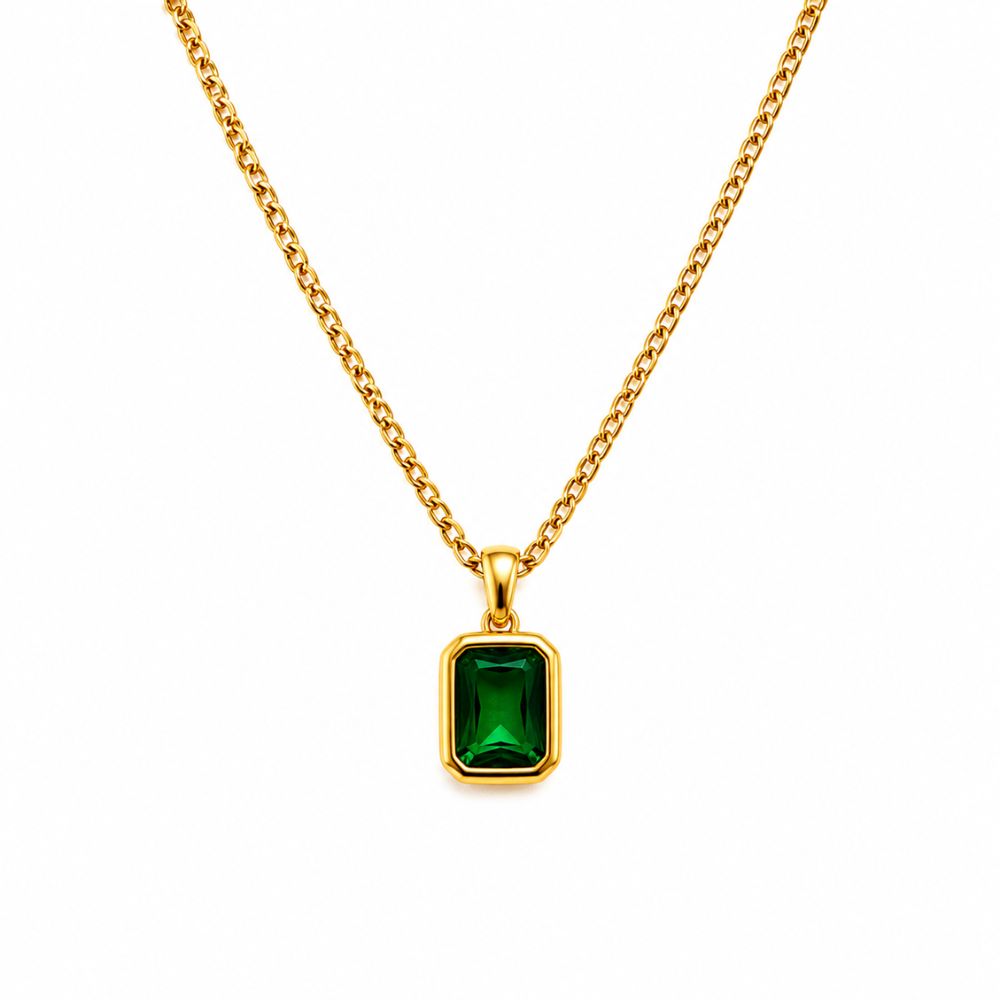 Olive Emerald Pendant Necklace