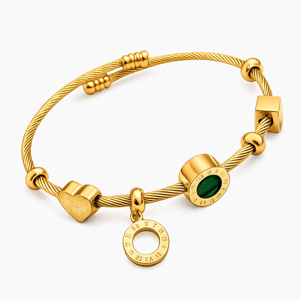 Lila Malachite Charm Bangle
