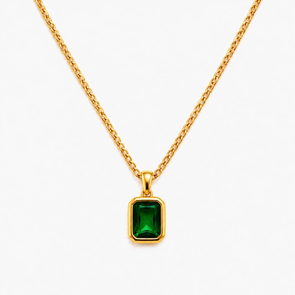 Olive Emerald Pendant Necklace