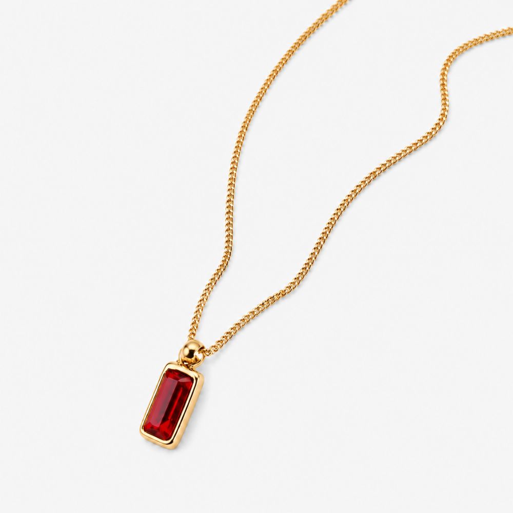 Ruby Crystal Pendant Necklace