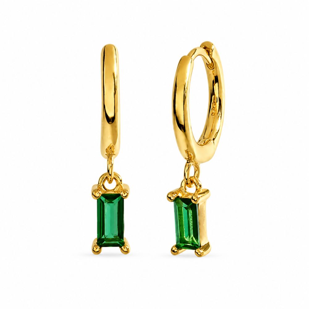 Cleo Emerald Hoop Earrings