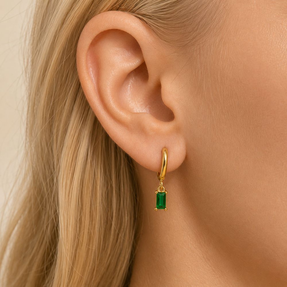 Cleo Emerald Hoop Earrings