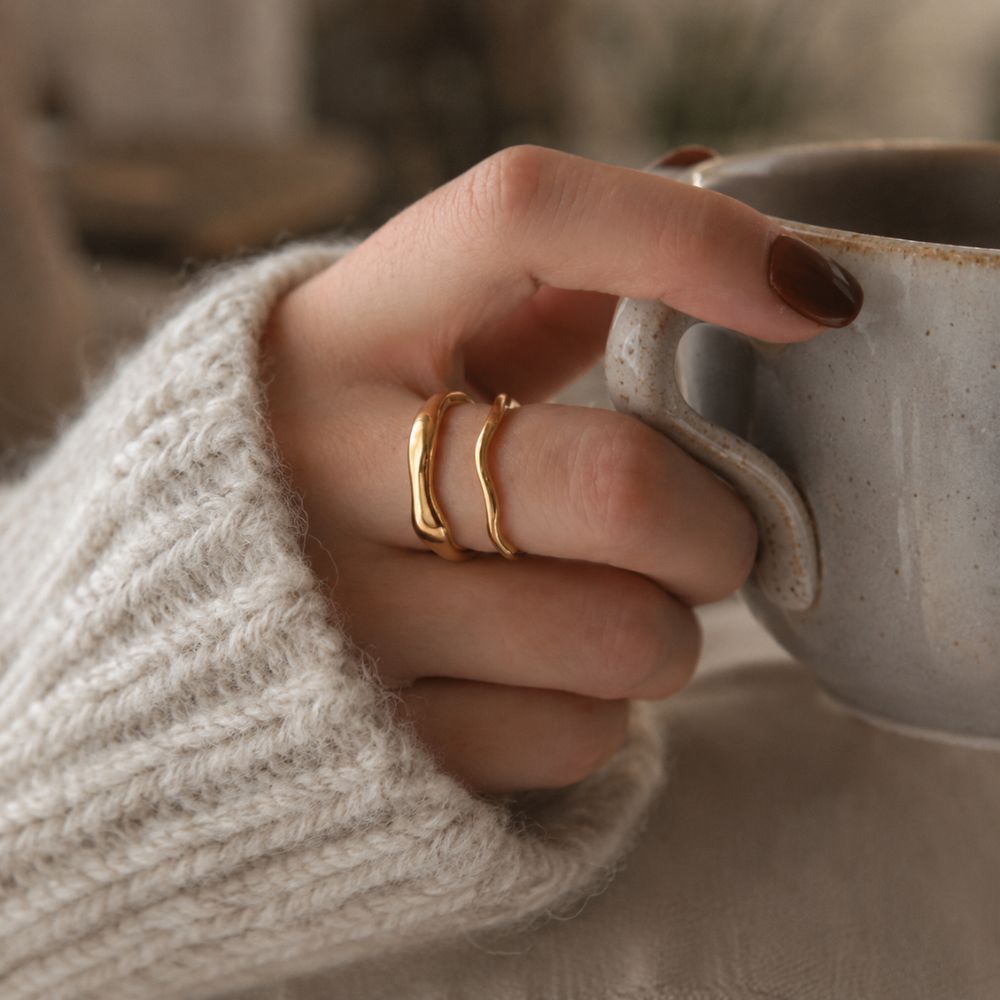 Tess Ripple Band Ring Set
