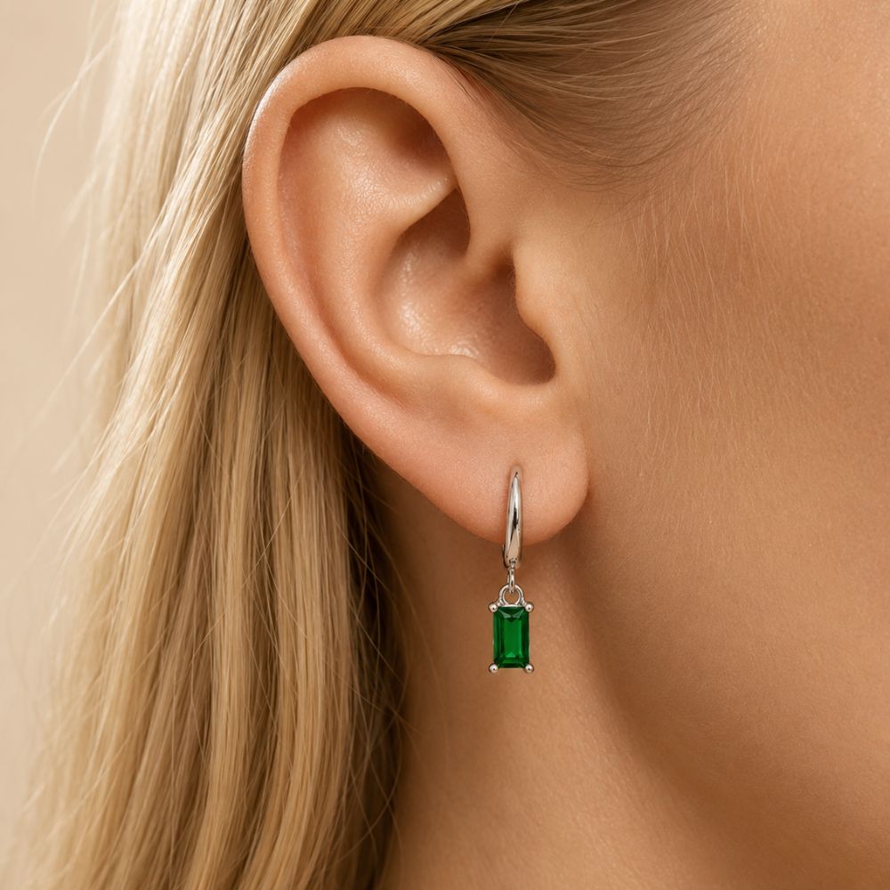 Cleo Emerald Hoop Earrings