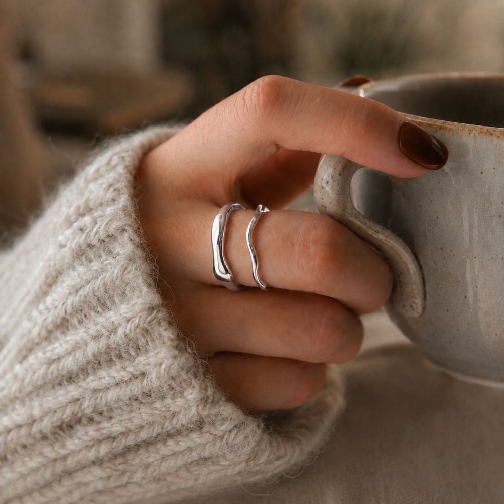 Tess Ripple Band Ring Set