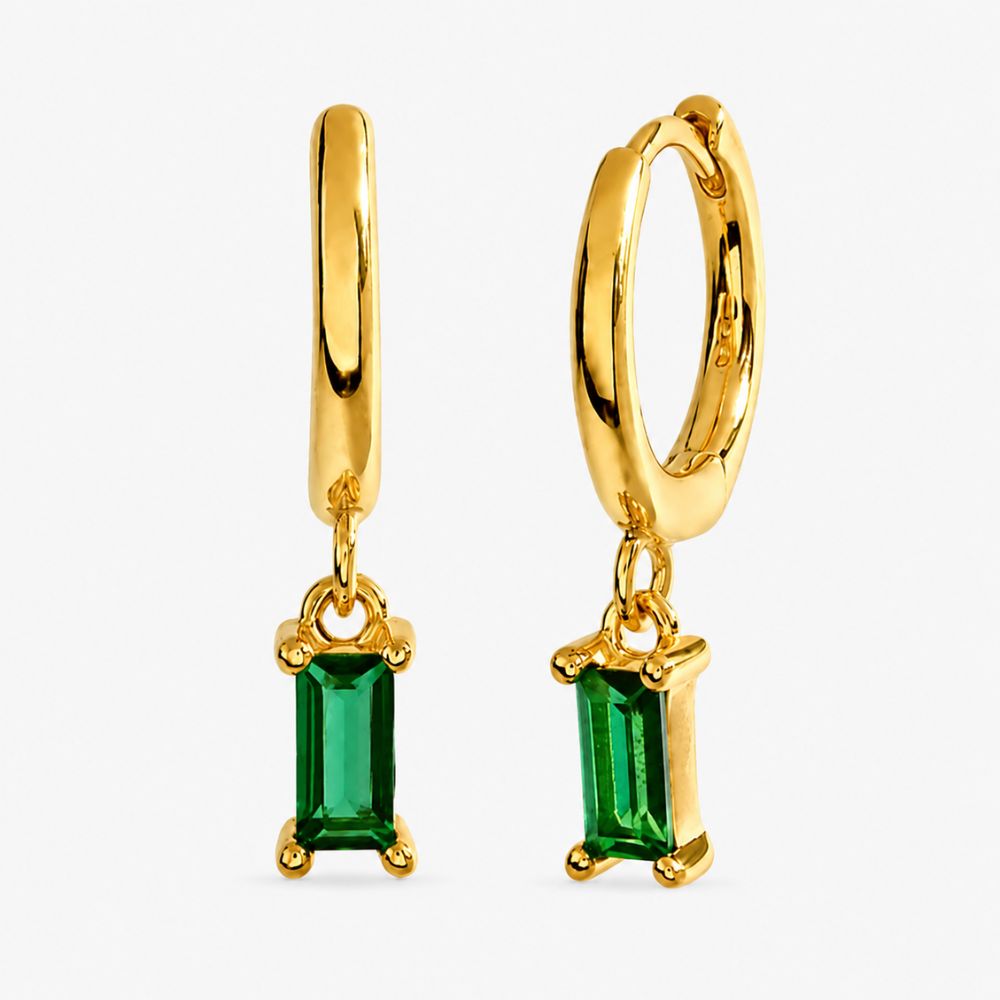 Cleo Emerald Hoop Earrings